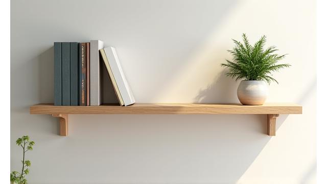 DIYしたシンプルな木製の壁掛け棚
