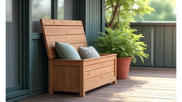 すのこを使ったベランダ用収納ボックス