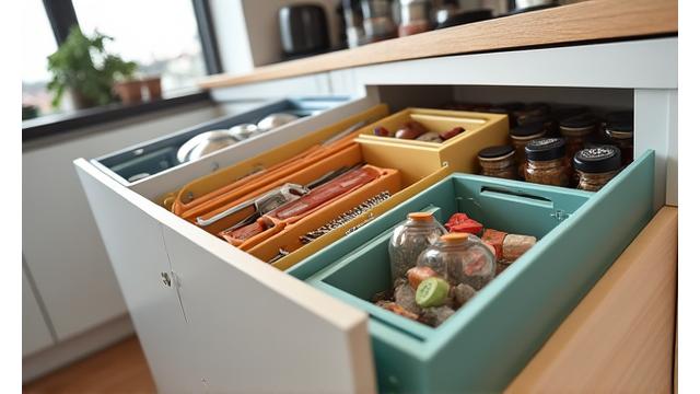 カラーボックスを利用したおしゃれなキッチン収納棚