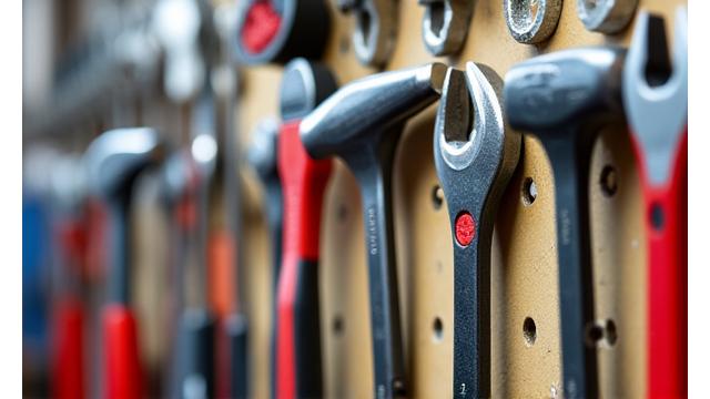 有孔ボードに工具が整理された壁面収納