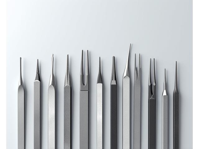 様々な種類の精密ピンセットを並べた画像