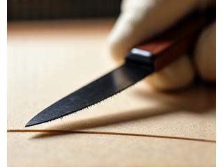 切れ味の良いナイフで木材を加工する様子